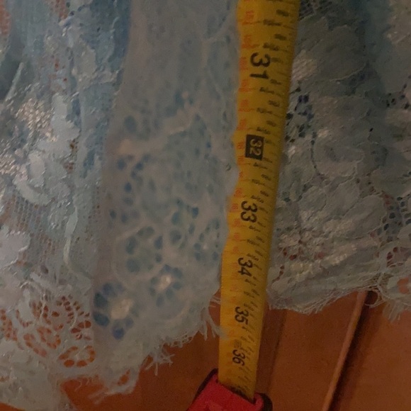 Baby Blue Asymmetrical Lace Overlay Size Medium Dress - Picture 11 of 13